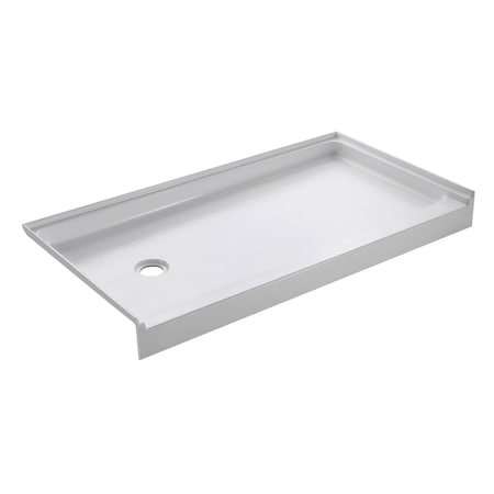 Aqua Eden VTSB60326L 60" x 32" Anti-Skid Single Threshold Shower Base with Left Hand Drain, White VTSB60326L